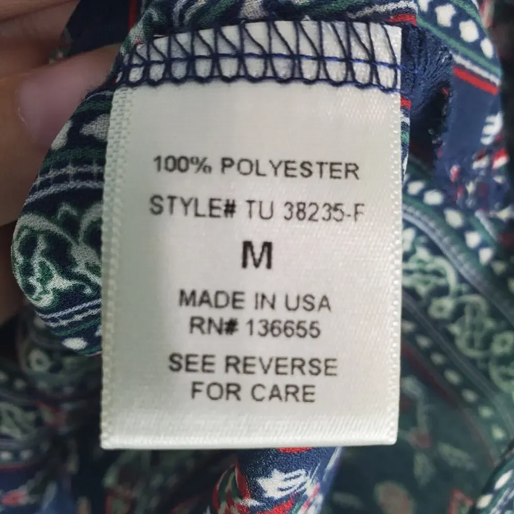 West Kei Womens Multicolor Tie Detail Pattern Blouse Size Medium - Picture 5 of 6